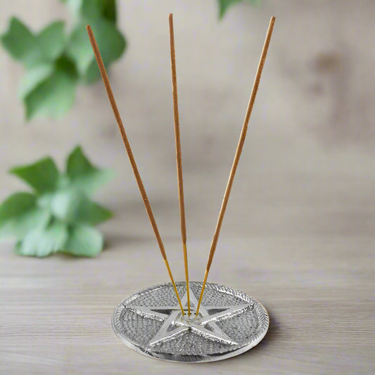 Silver Pentagram Incense Holder