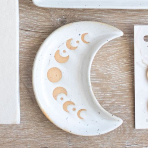 Moon Phase Ceramic Crescent Trinket Tray