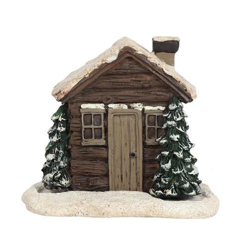 Snowy Log Cabin Incense Cone Burner