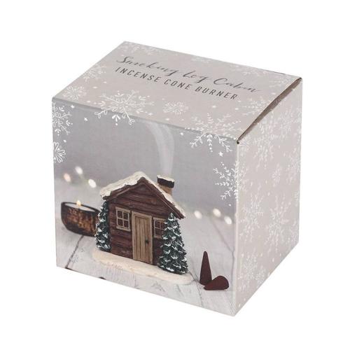 Snowy Log Cabin Incense Cone Burner