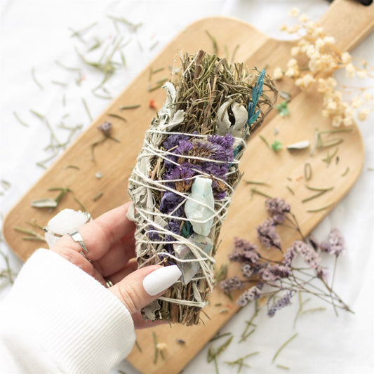 Ritual Wand Smudge Stick with Rosemary, Sage and Aventurine