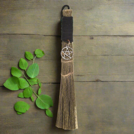 Small Pentacle Charm Besom Broom