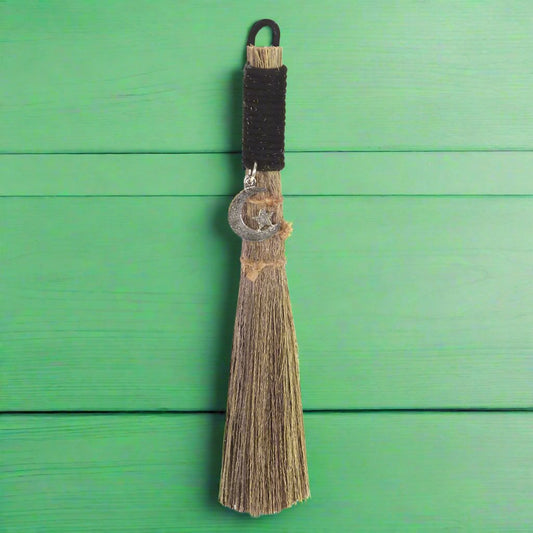 Small Crescent Moon Charm Besom Broom