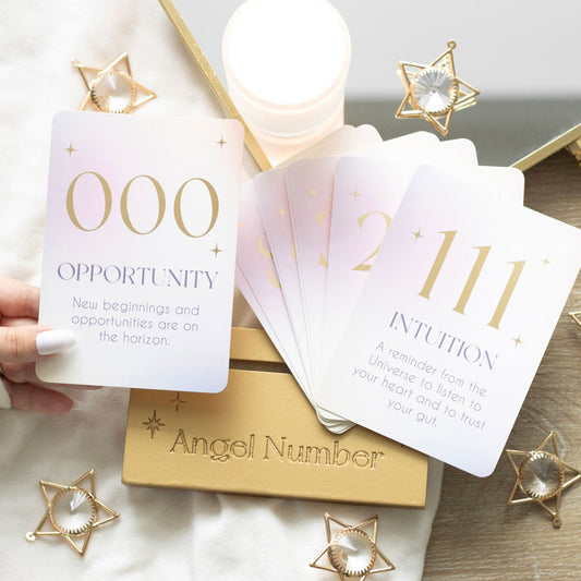 Angel Number Affirmation Cards and Stand Set