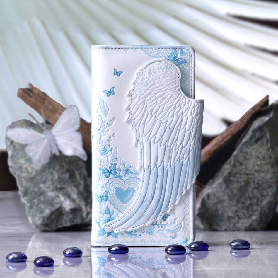 White Angel Wings Embossed Purse