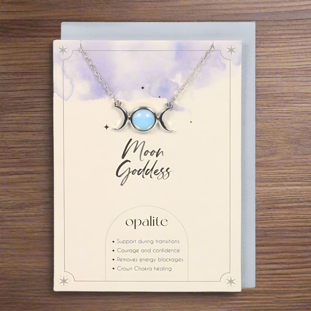 Opalite Moon Goddess Necklace & Greeting Card