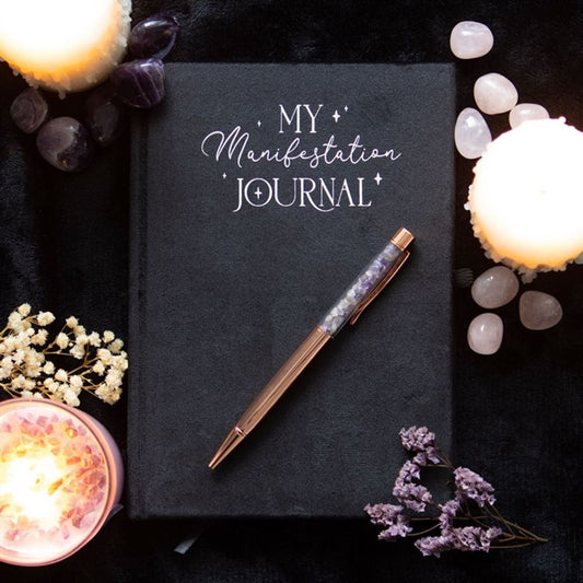 Manifestation Journal & Amethyst Crystal Pen Set