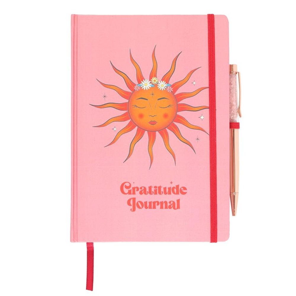 The Sun Gratitude Journal and Rose Quartz Pen Set