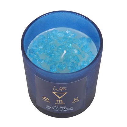 Water Element Candle with Jasmine & Aquamarine Crystal Infusion