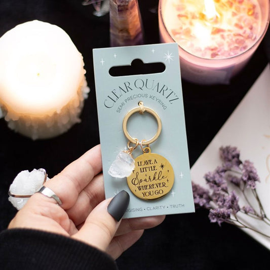 'Leave a Little Sparkle' Clear Quartz Crystal Keyring