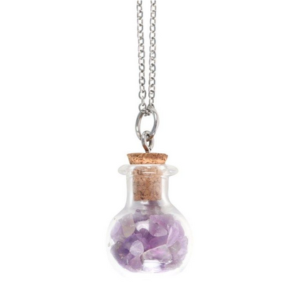 Calming Amethyst Crystal Potion Bottle Necklace