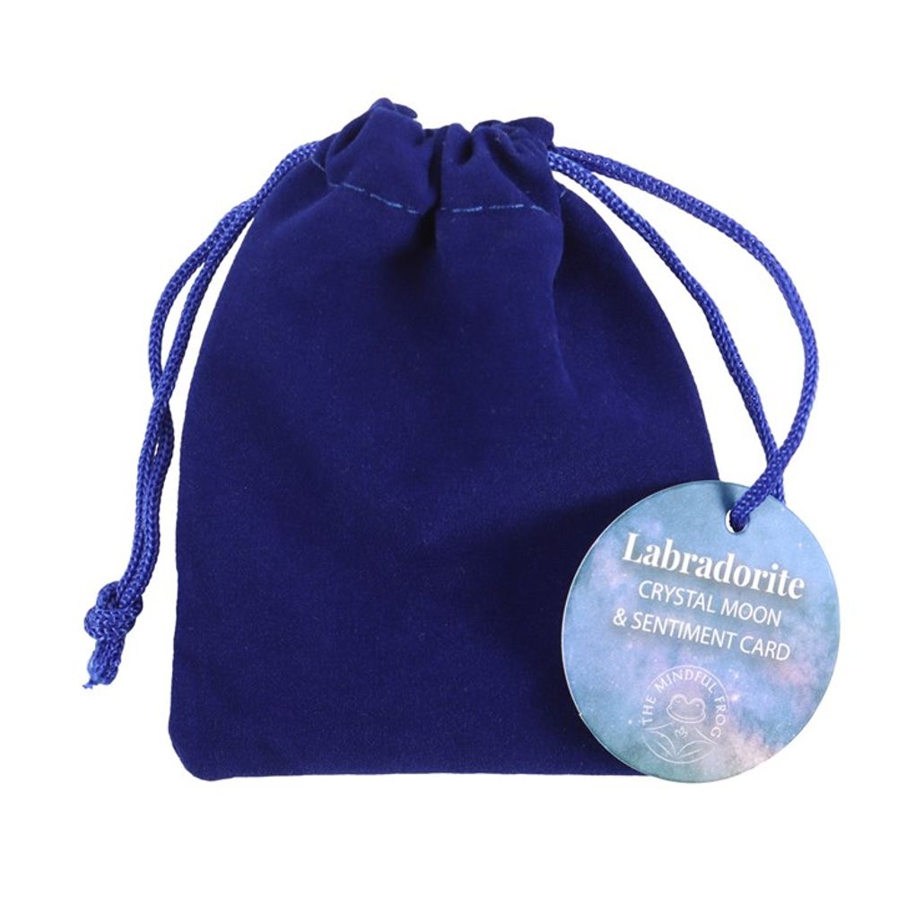 'Love You to the Moon' Labradorite Crystal Moon in a Bag