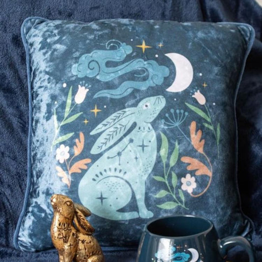 Midnight Hare Velvet Cushion