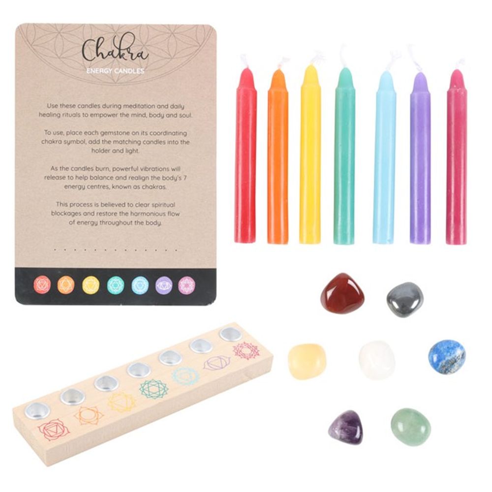 Chakra Energy Candle and Crystal Gift Set With Stand