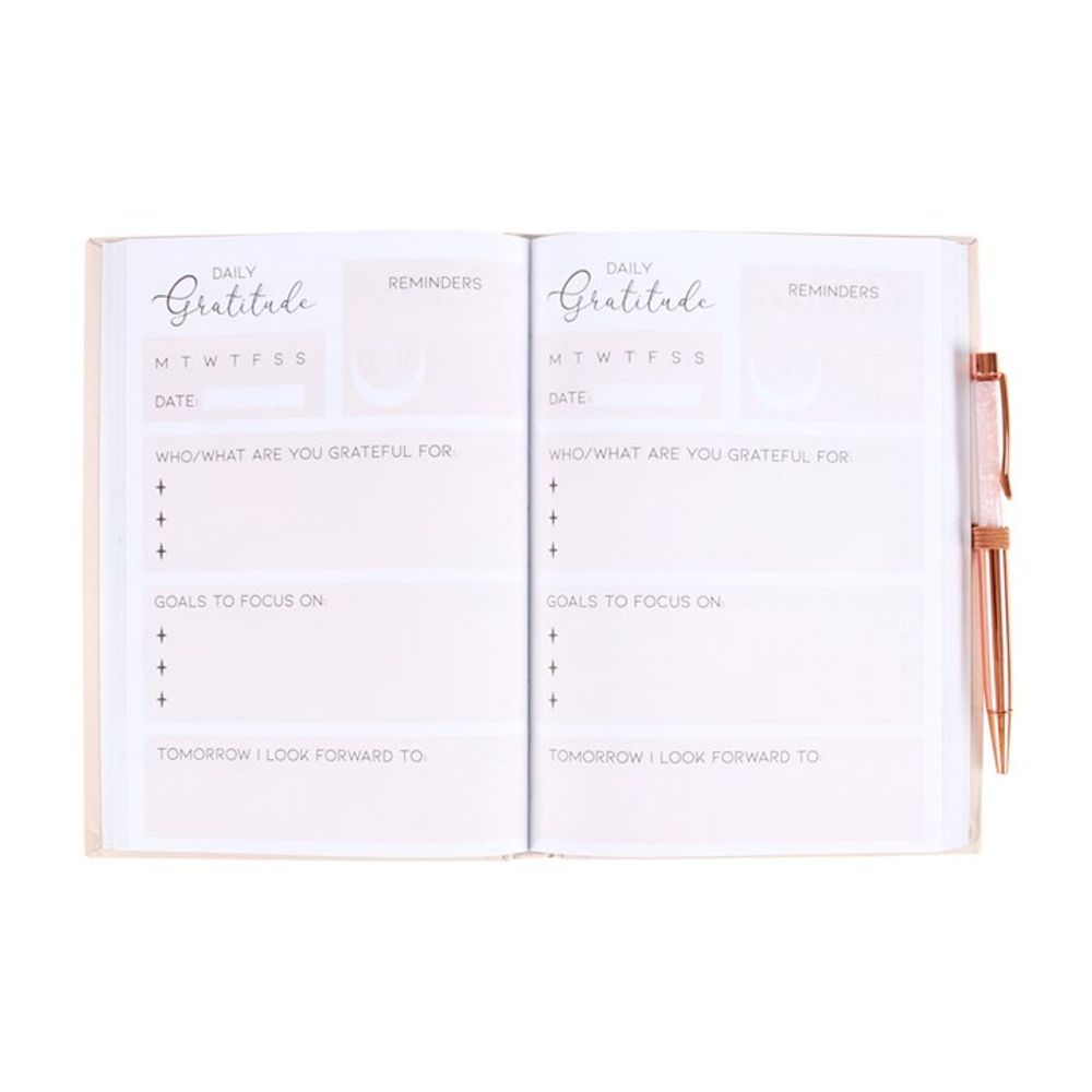 Gratitude Journal & Rose Quartz Crystal Pen Set