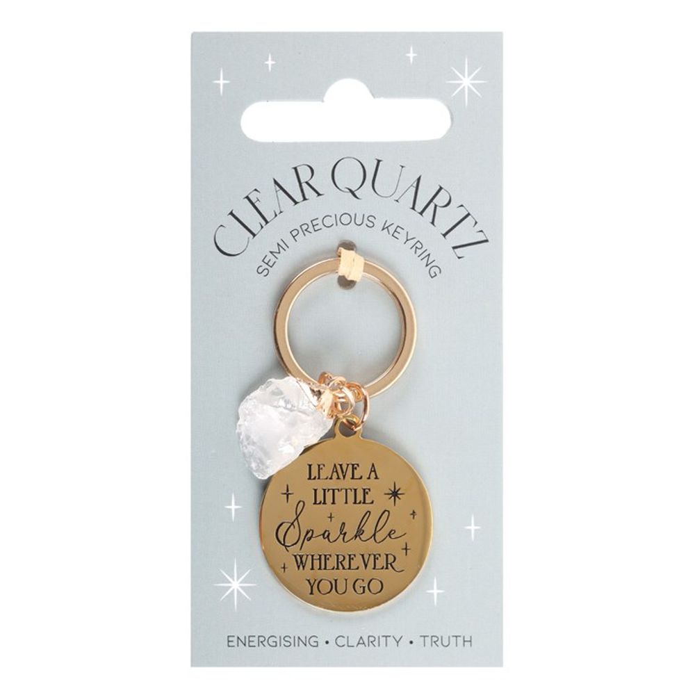 'Leave a Little Sparkle' Clear Quartz Crystal Keyring