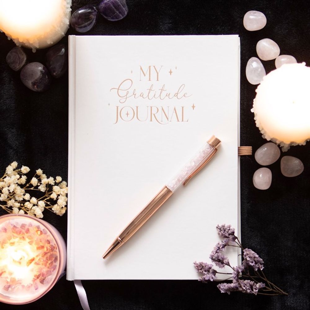 Gratitude Journal & Rose Quartz Crystal Pen Set