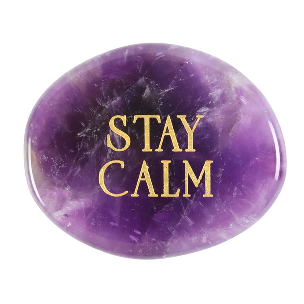 'Stay Calm' Amethyst Crystal Palm Stone