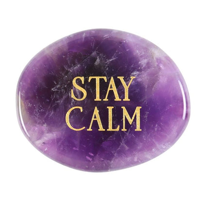 'Stay Calm' Amethyst Crystal Palm Stone