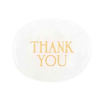 'Thank You' Clear Quartz Crystal Palm Stone