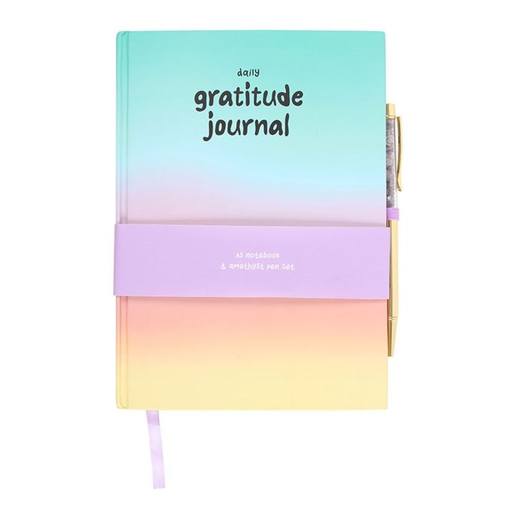 Gratitude Journal & Amethyst Crystal Pen Set