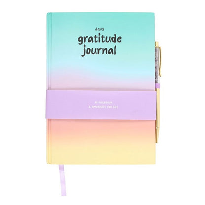 Gratitude Journal & Amethyst Crystal Pen Set