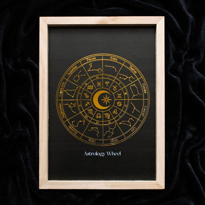 Black Astrology Wheel Framed Print