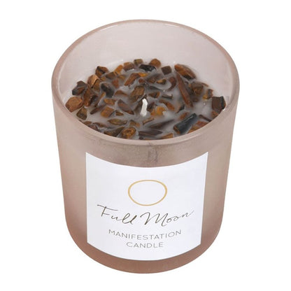 Full Moon Manifestation Candle with Eucalyptus & Tiger's Eye Infusion