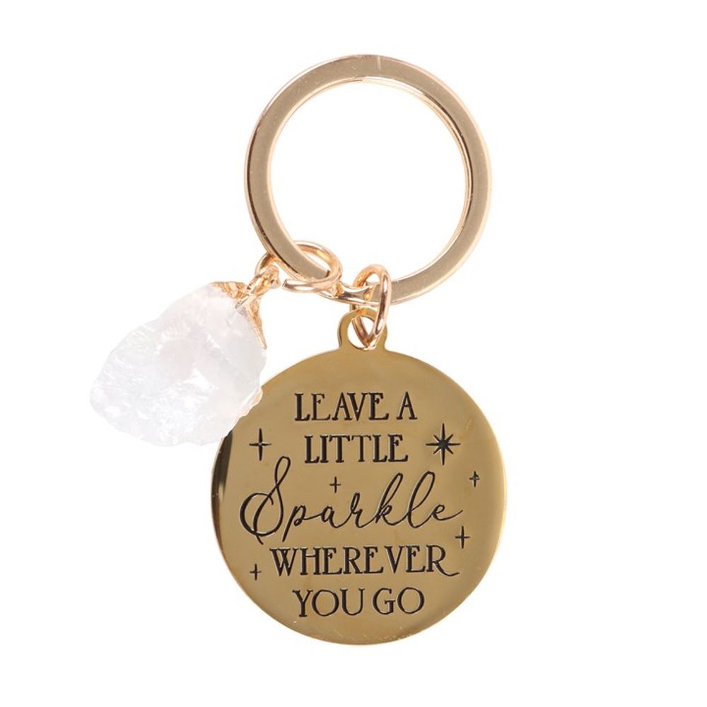 'Leave a Little Sparkle' Clear Quartz Crystal Keyring