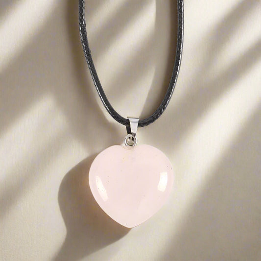 Rose Quartz Healing Crystal Heart Necklace