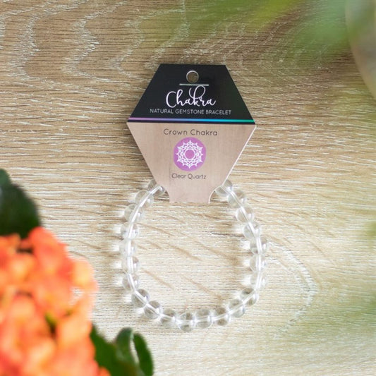 Crown Chakra Clear Quartz Natural Gemstone Bracelet