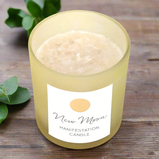 New Moon Wild Orange & Clear Quartz Infused Manifestation Candle