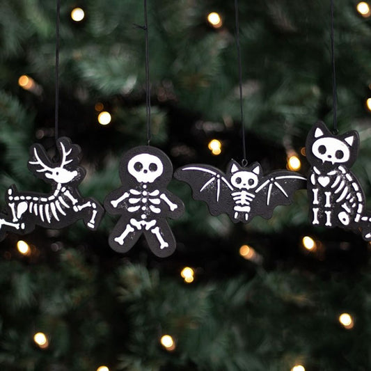 Set of 4 Skeleton Christmas Cookie Ornaments