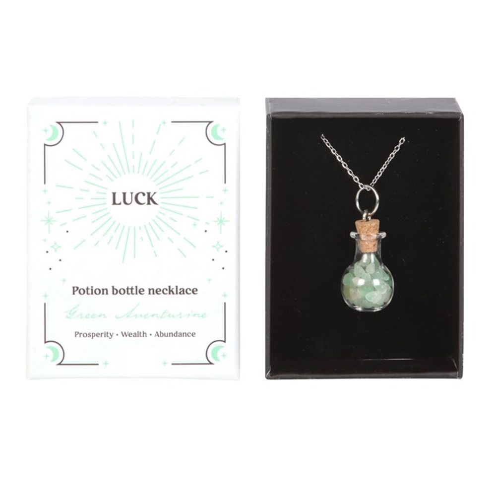 Luck Green Aventurine Crystal Potion Bottle Necklace