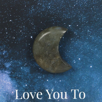 'Moon & Back' Labradorite Crystal Moon Greeting Card