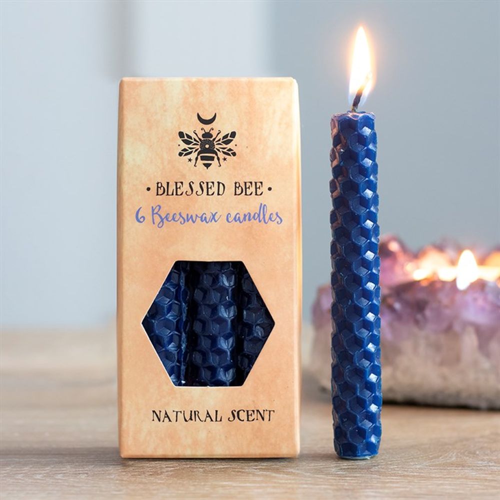 Blessed Bee Natural Blue Beeswax Spell Candles