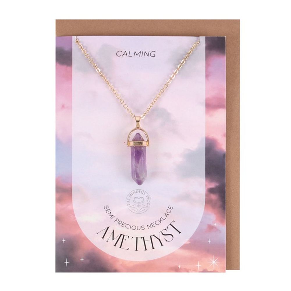 Calming Amethyst Crystal Necklace & Card