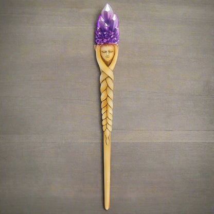 Purple Crystal Crowned Goddess Wand