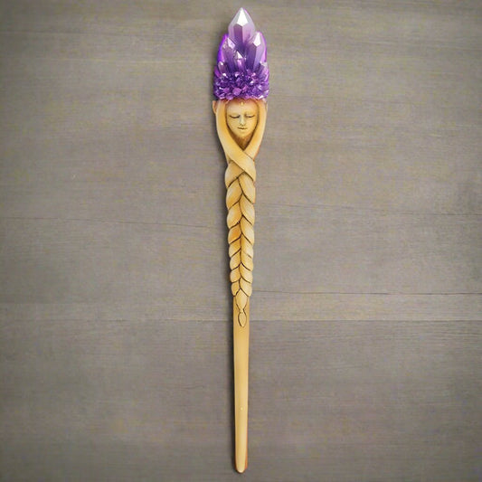 Purple Crystal Crowned Goddess Wand